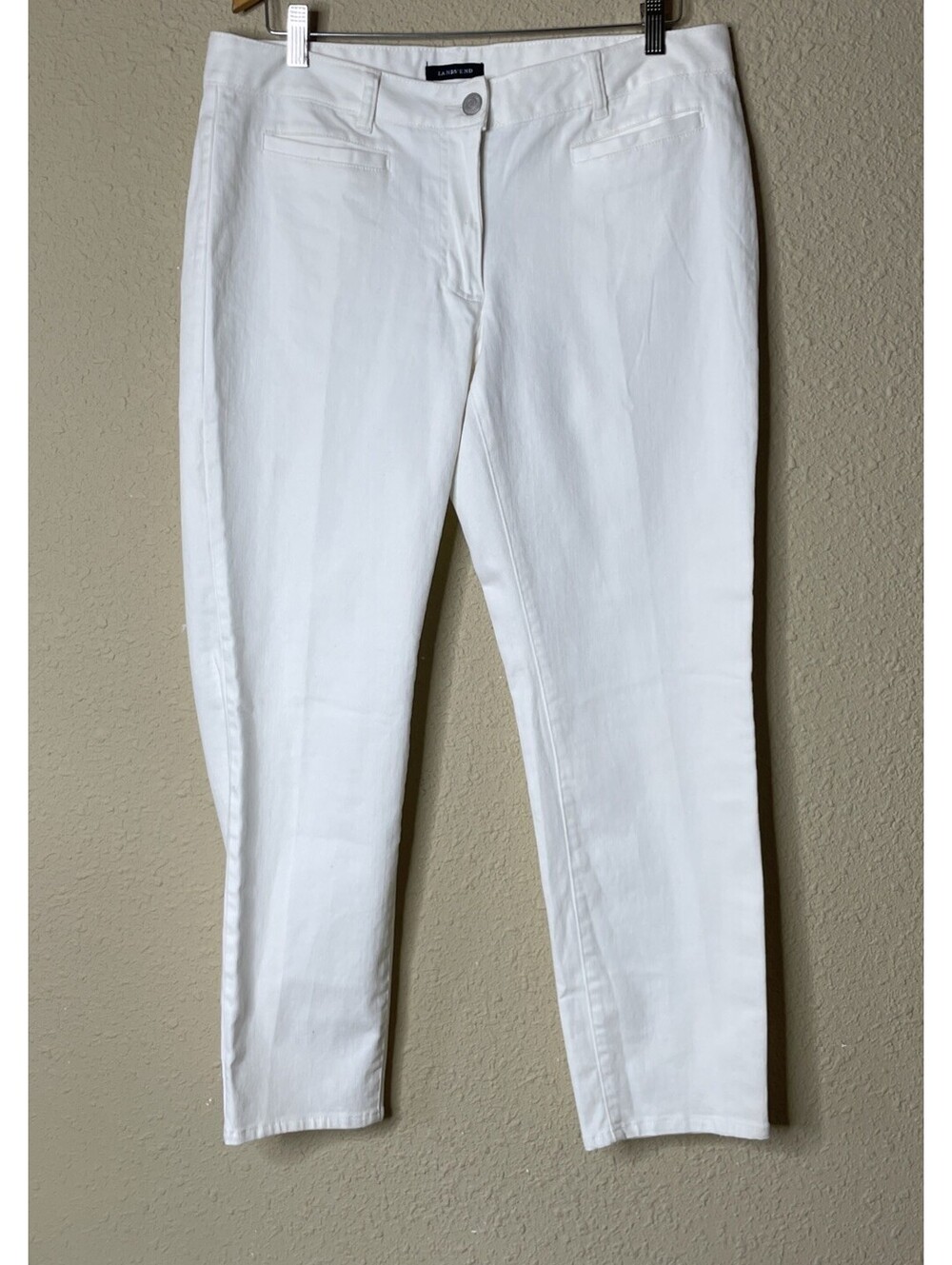 Land’s End White Denim Ankle Jeans Women's size 12 Beachy Preppy Nautical NEW